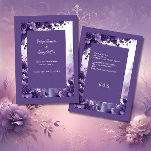 French Elegance: Eiffel Tower & Purple Wedding Invitation