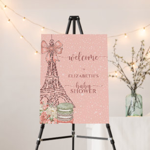 French Elegance Pink Baby Shower Welcome Sign