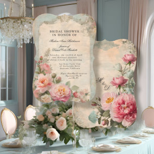 French Elegant Floral Vintage Bridal Shower Tea Invitation