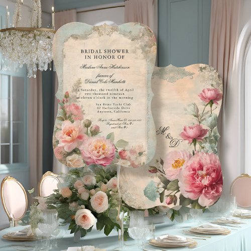 French Elegant Floral Vintage Bridal Shower Tea Invitation