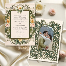 French Elegant Vintage Floral Yellow Sage Wedding