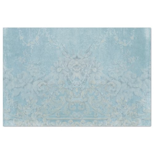 French Elegant Vintage Wallpaper Blue Decoupage Tissue Paper