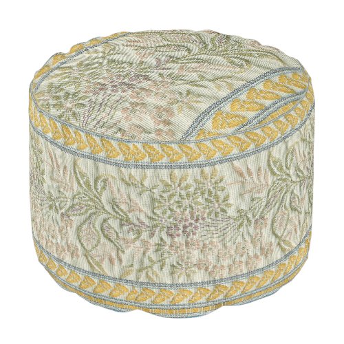 French Embroidered Flower Fabric Look Pouf