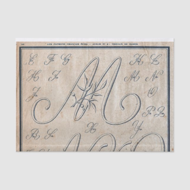 French Embroidery Pattern Decoupage or Giftwrap Tissue Paper (Front)