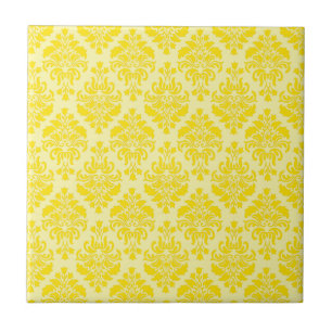 French Empire Damask in Yellow and Cream Ceramic Tile