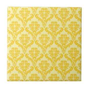 French Empire Damask in Yellow and Cream Ceramic Tile