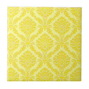 French Empire Damask in Yellow and Cream Tile