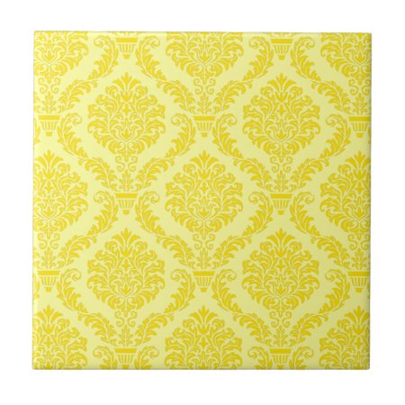 French Empire Damask In Yellow And Cream Tile