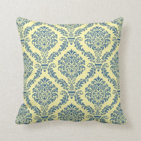 French Empire Damask Pattern #6 Throw Pillow