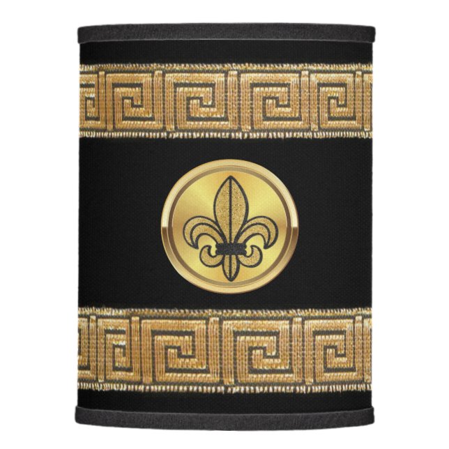 French Empire Fleur De Lis Greek Key Lamp Shade (Front)