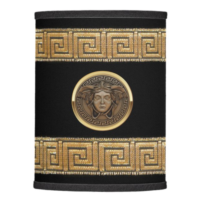 French Empire Gorgon Greek Key Lamp Shade (Front)