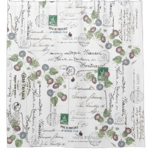 French Ephemera Morning Glory Flowers Shower Curtain