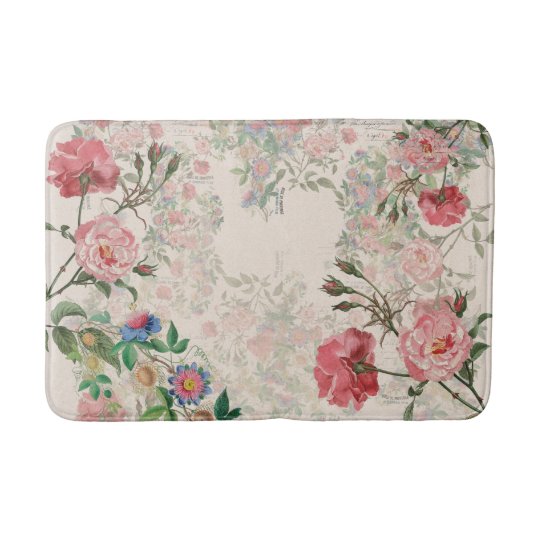 French Ephemera Rose Passionflower Floral Bath Mat 