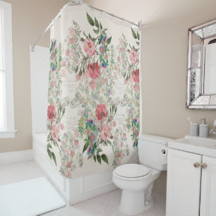 French Ephemera Rose Passionflowers Shower Curtain