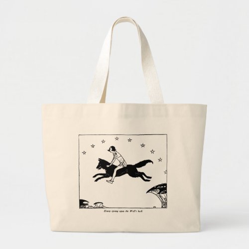 French Fairy Tale Wolf and Prince Totebag Large Tote Bag