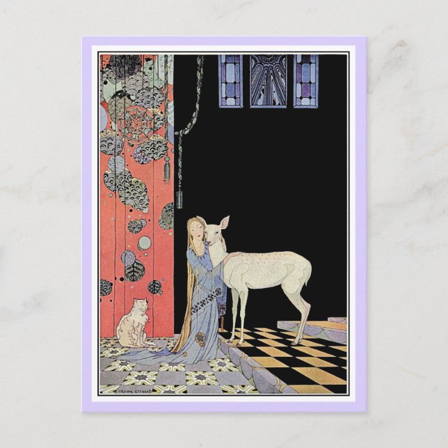 French fairy tales: Blondine and Bonne-Biche Postcard (Front)