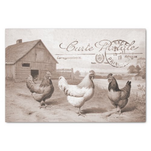 French Farmhouse Chicken Barn Hen Bird Decoupage  Tissue Paper