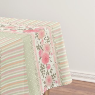 French Farmhouse Cottagecore Pink Roses Polka Dots