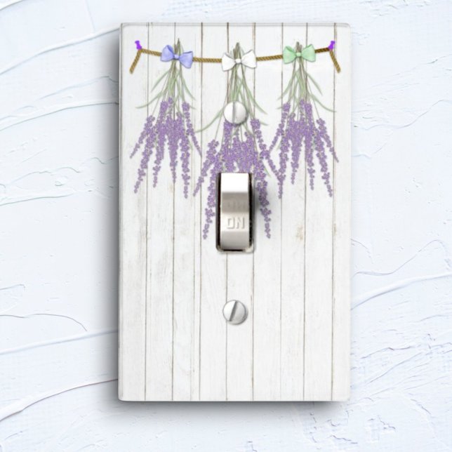 French Farmhouse Lavender Bundle and Bows Light Switch Cover (single switch plate lavender bundles)
