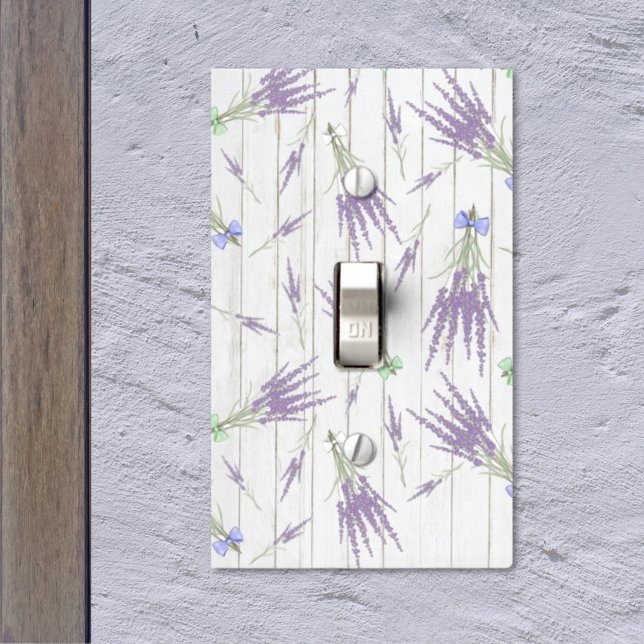 French Farmhouse Lavender Bundle and Bows Pattern Light Switch Cover (Add a single switch plate lavender bundle designed wall plate to any room. )