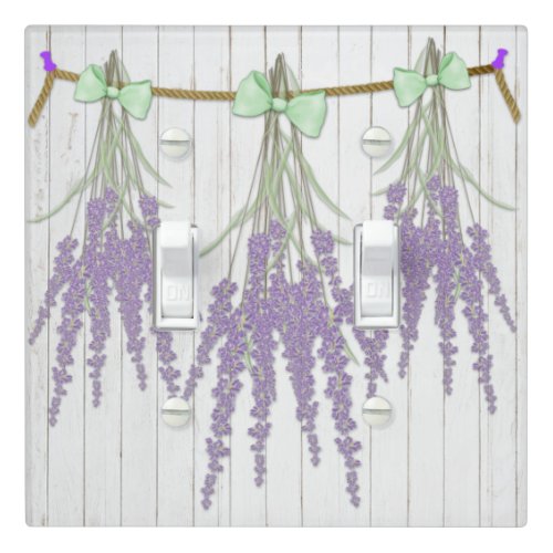French Farmhouse Lavender Bundles Green Bow Light Switch Cover