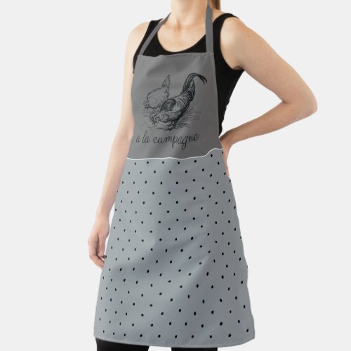 French Farmhouse vintage  polka dotschicken Apron