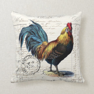French Farmhouse Vintage Rooster Throw Pillow