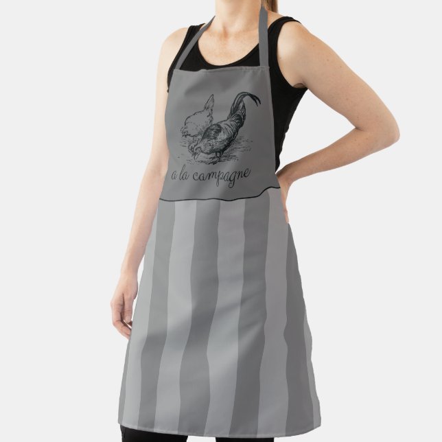French Farmhouse vintage stripes ,chicken Apron (Insitu)