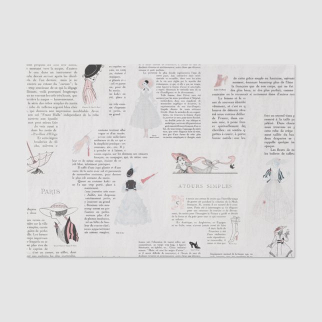 French Fashion Art Deco Couture Vintage Tissue Paper (Front)