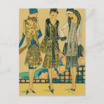 French Fashion - Coloful Town Dresses Postcard