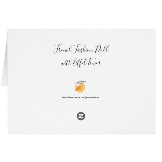 French Fashion Doll w Eiffel Tower Card (Back Horizontal)