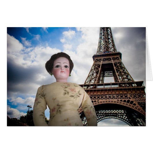 French Fashion Doll w Eiffel Tower Card (Front Horizontal)