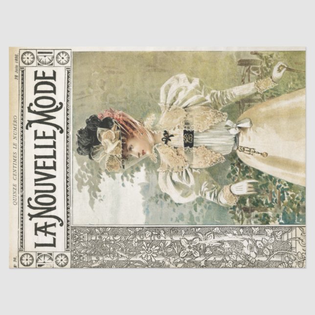 French Fashion Magazine Lady Decoupage Vintage  Tissue Paper (Front)
