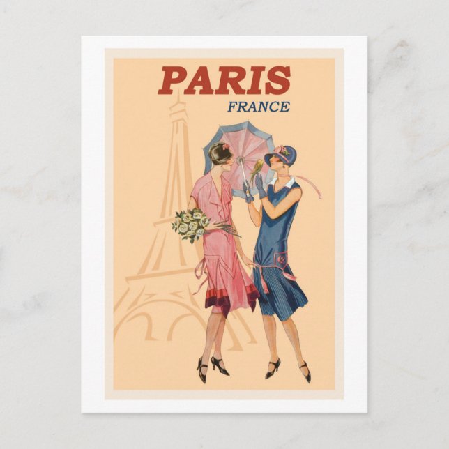 French Fashion Paris France Retro Travel Postcard (Front)