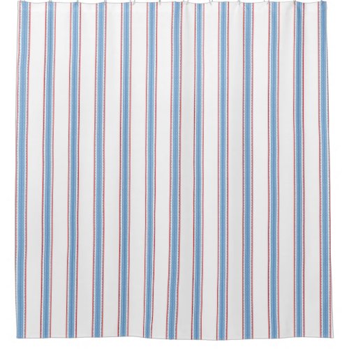 French Feed Sack blue stripe Shower Curtain