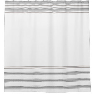 French Feed Sack grey stripe on white Horizontal Shower Curtain