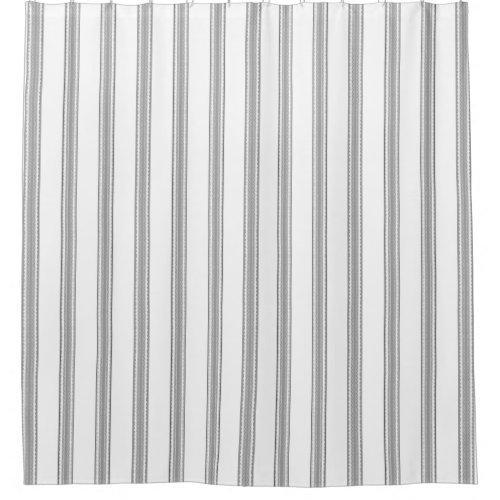 French Feed Sack grey stripe on white Shower Curtain