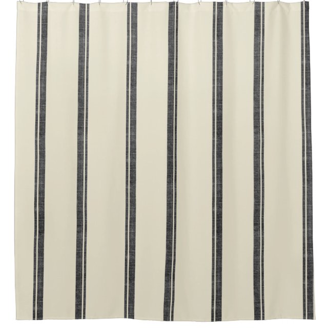 French Feed Sack Stripe Style Shower Curtain (Front)