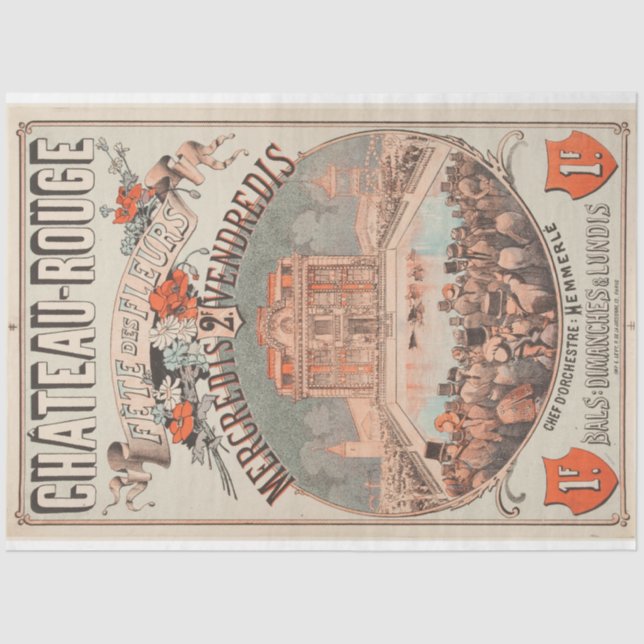 French Festival of Flowers Ephemera Decoupage Tissue Paper (Front)