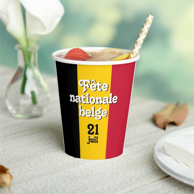 French Fête nationale belge Belgian Flag Can Coole Paper Cups (Insitu)