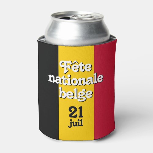 French Fte nationale belge Belgian Flag Can Cooler