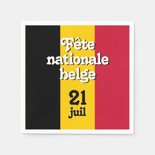 French Fête nationale belge Belgian Flag Napkins (Front)