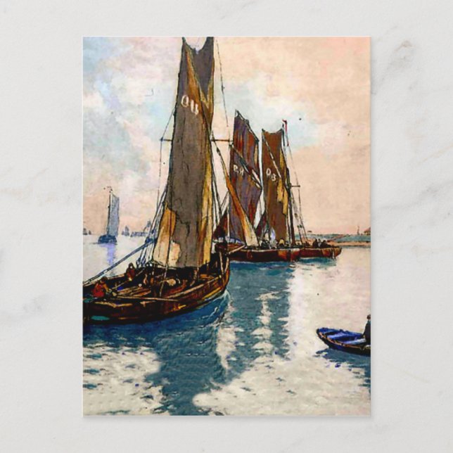 French fishing boats 1925 postcard (Front)