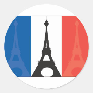 French Flag and Eiffel Tower Classic Round Sticker