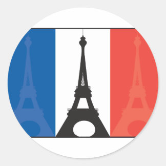 French Flag and Eiffel Tower Classic Round Sticker