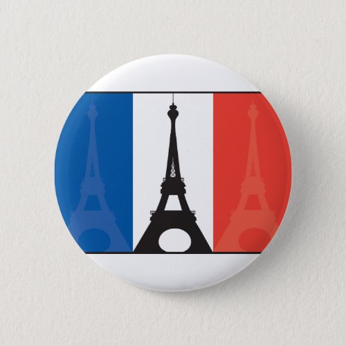 French Flag and Eiffel Tower Pinback Button