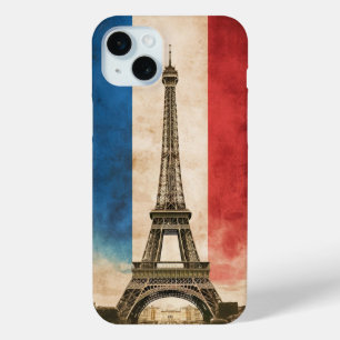 French flag and the Eiffel Tower iPhone 15 Plus Case