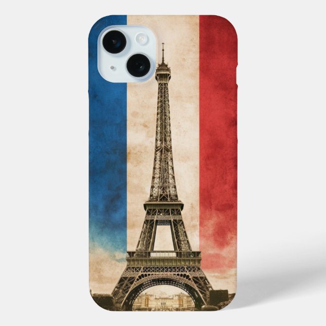 French flag and the Eiffel Tower Case-Mate iPhone Case (Back)