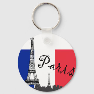 French Flag and the Eiffel Tower Keychain