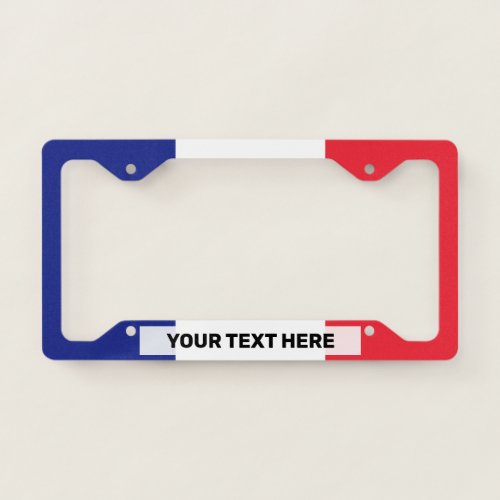 French Flag Black Text Personalized License Plate Frame